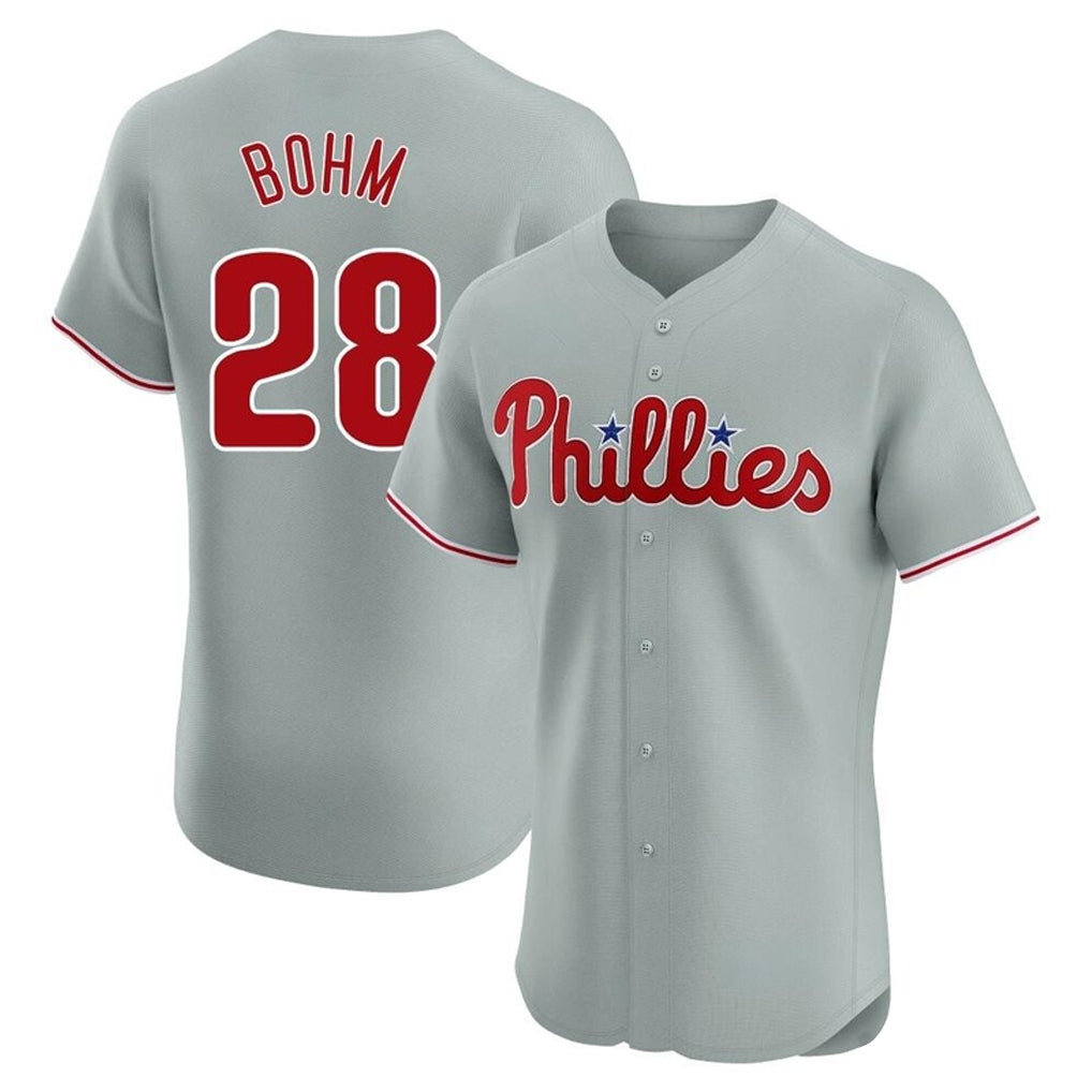 Choea P.Phillies #28 Alec Bohm Player Gray Home Limited Elite Stitched Jerseys
