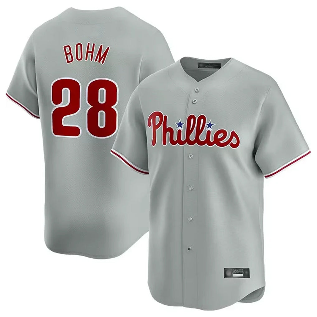 Choea P.Phillies #28 Alec Bohm Player Gray Home Limited Stitched Jerseys