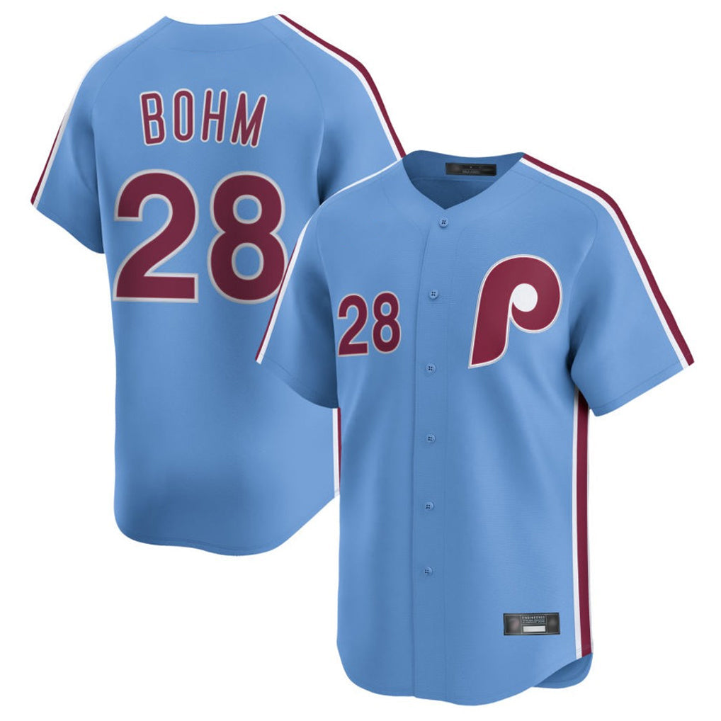 Choea P.Phillies #28 Alec Bohm Player Light Blue Home Limited Stitched Jerseys