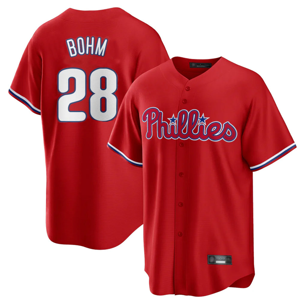 Choea P.Phillies #28 Alec Bohm Player Red Home Game Stitched Jerseys