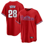 Choea P.Phillies #28 Alec Bohm Player Red Home Game Stitched Jerseys