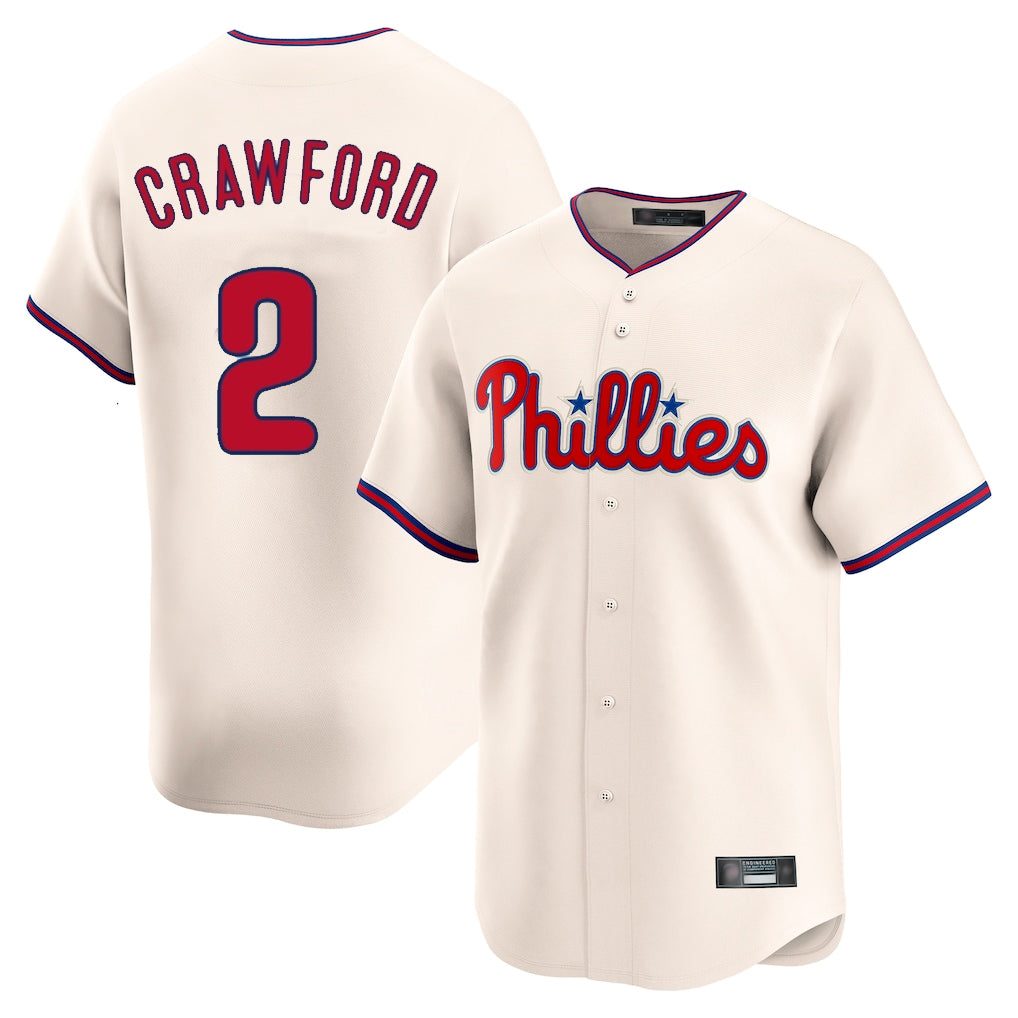 Choea P.Phillies #2 Justin Crawford Player Cream Home Limited Stitched Jerseys