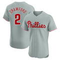 Choea P.Phillies #2 Justin Crawford Player Gray Home Limited Elite Stitched Jerseys
