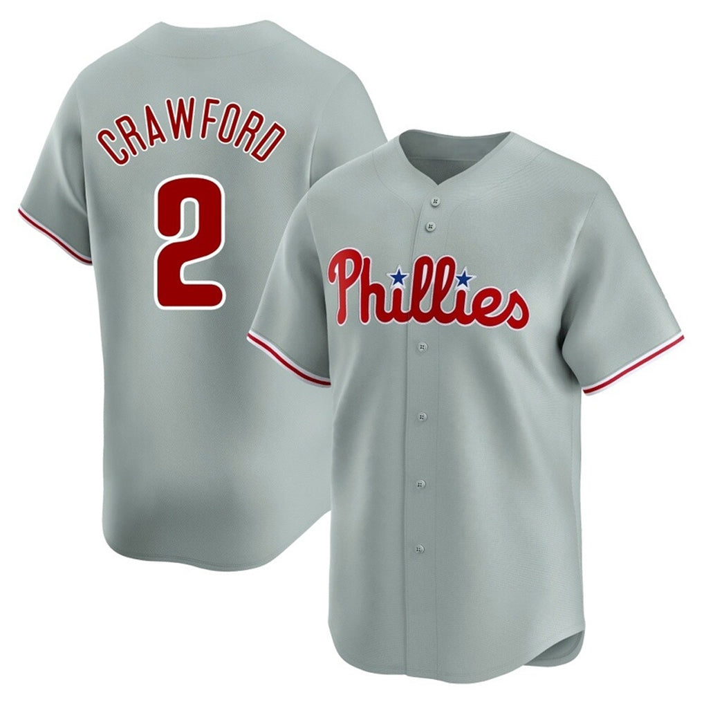Choea P.Phillies #2 Justin Crawford Player Gray Home Limited Stitched Jerseys