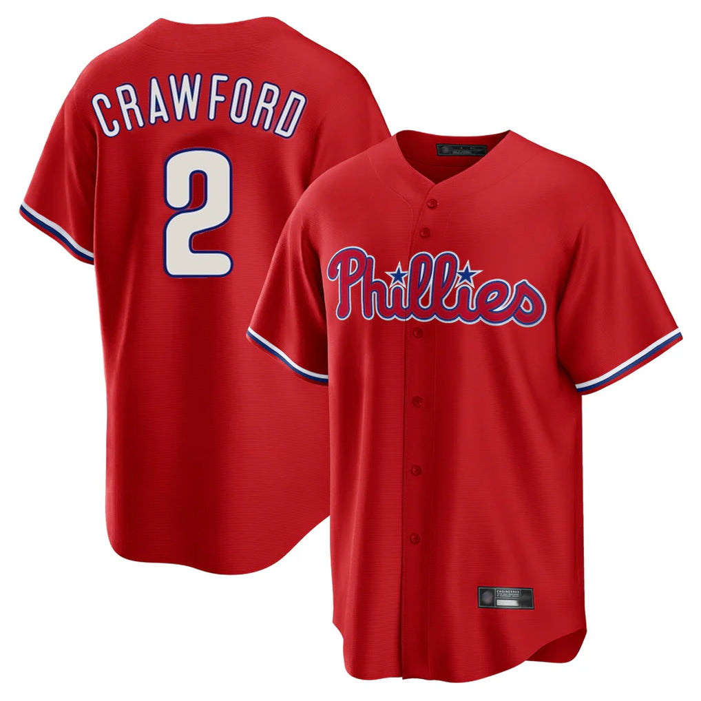 Choea P.Phillies #2 Justin Crawford Player Red Home Game Stitched Jerseys