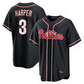 Choea P.Phillies #3 Bryce Harper Player Black Fashion Out Home Game Stitched Jerseys
