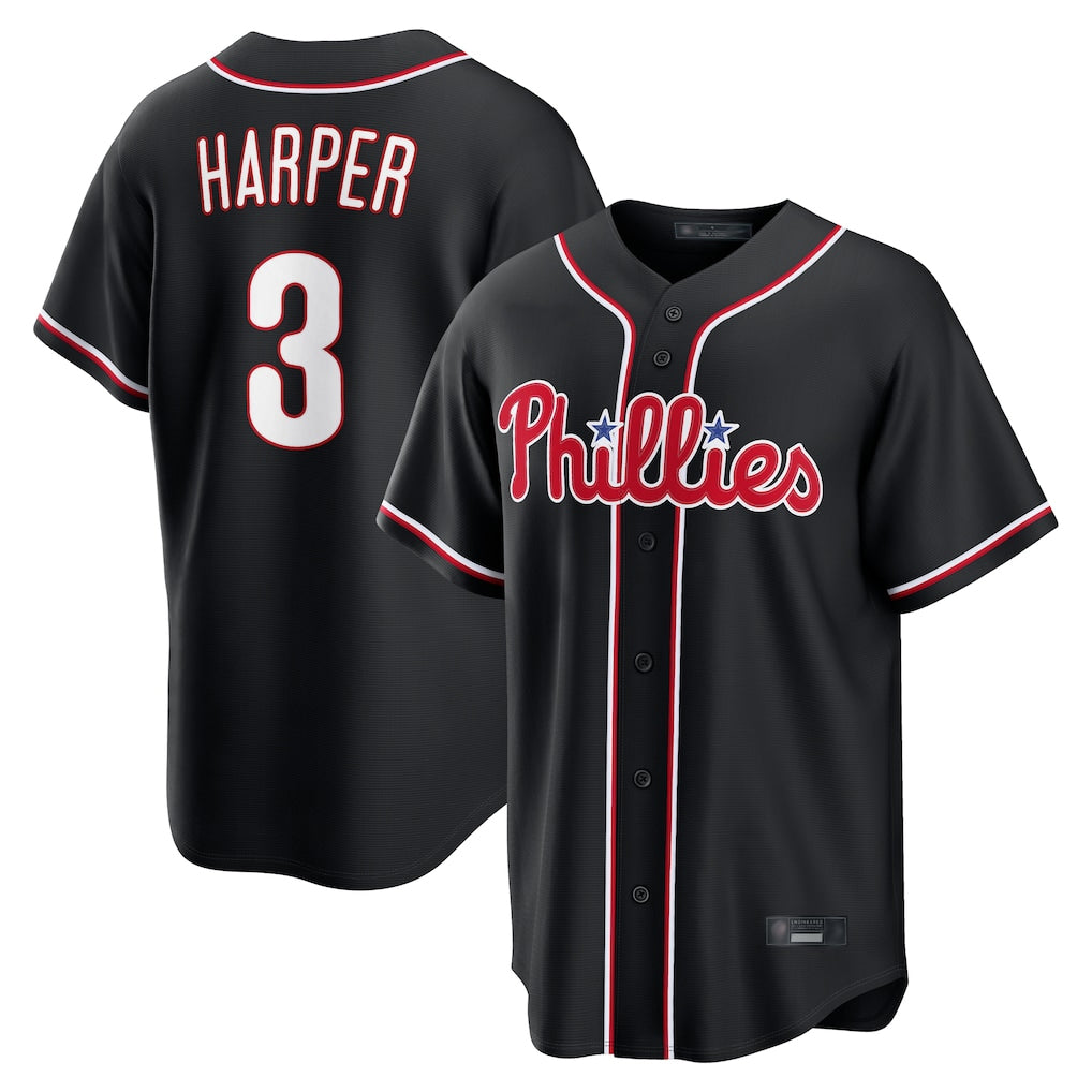 Choea P.Phillies #3 Bryce Harper Player Black Fashion Out Home Game Stitched Jerseys