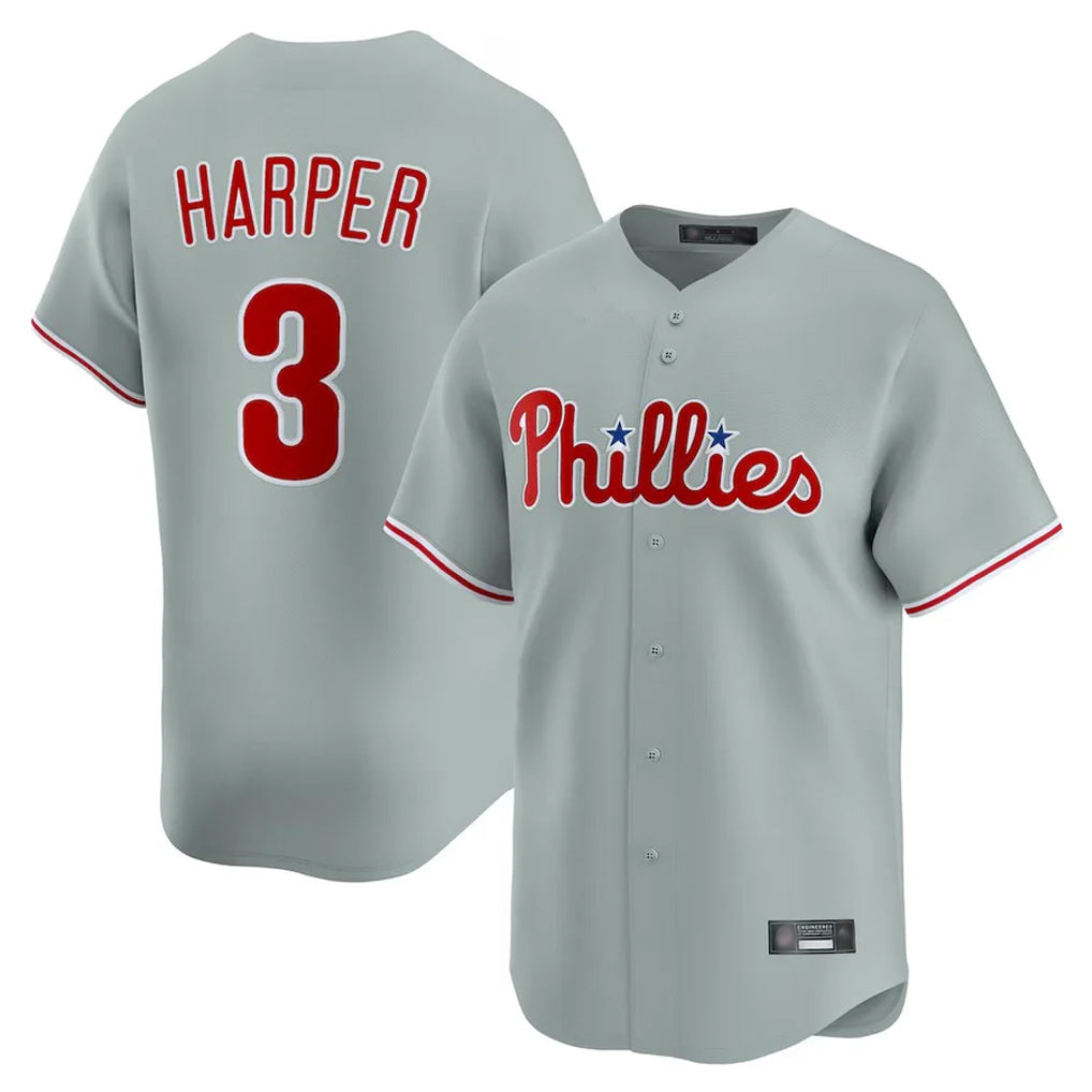 Choea P.Phillies #3 Bryce Harper Player Gray Home Limited Stitched Jerseys