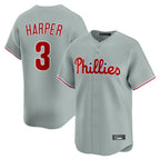 Choea P.Phillies #3 Bryce Harper Player Gray Home Limited Stitched Jerseys
