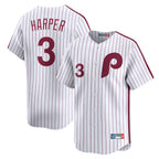 Choea P.Phillies #3 Bryce Harper Player White Cooperstown Collection Limited Home Stitched Jerseys