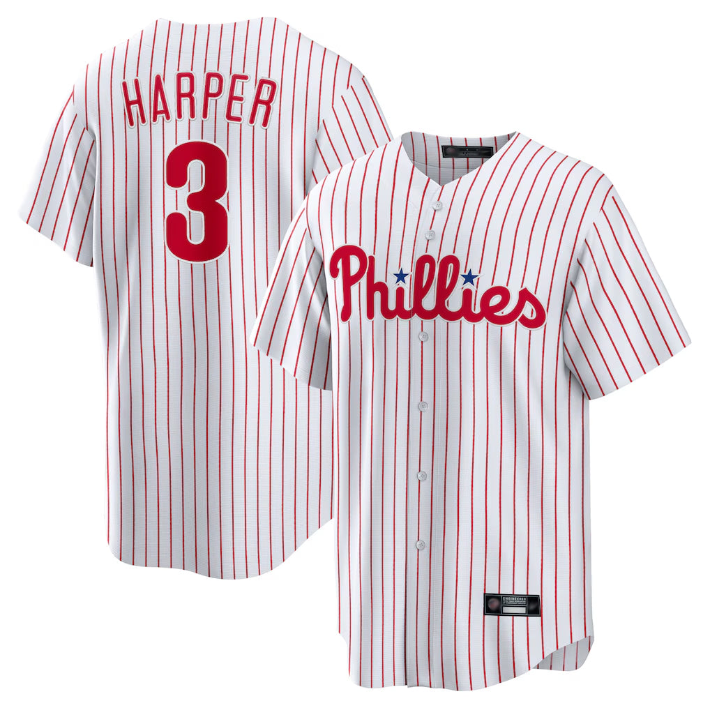 Choea P.Phillies #3 Bryce Harper Player White Home Game Stitched Jerseys