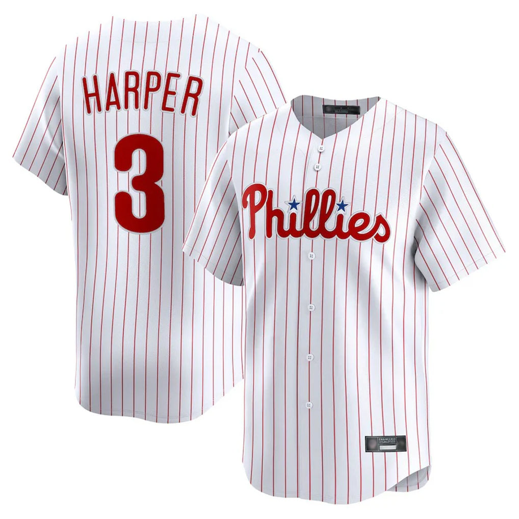 Choea P.Phillies #3 Bryce Harper Player White Home Limited Stitched Jerseys