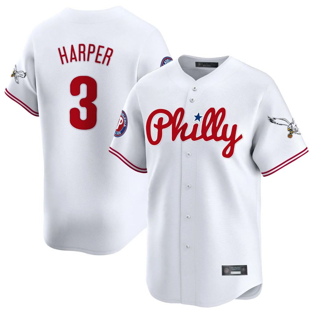 Choea P.Phillies #3 Bryce Harper Player White Phillies & Eagles Vapor Premier Limited Stitched Jerseys