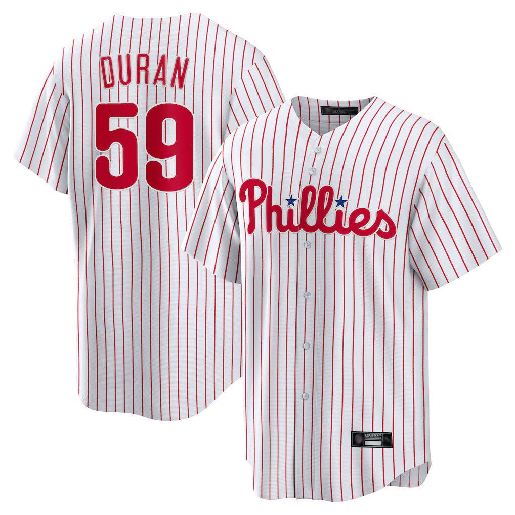 Choea P.Phillies #59 Jhoan Duran Player White Home Game Stitched Jerseys