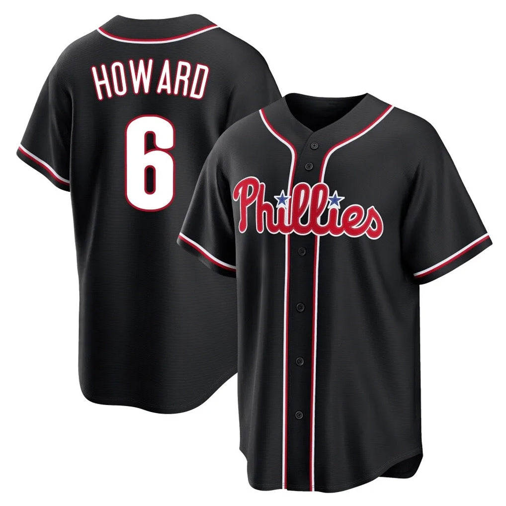 Choea P.Phillies #6 Ryan Howard Player Black Fashion Out Home Game Stitched Jerseys