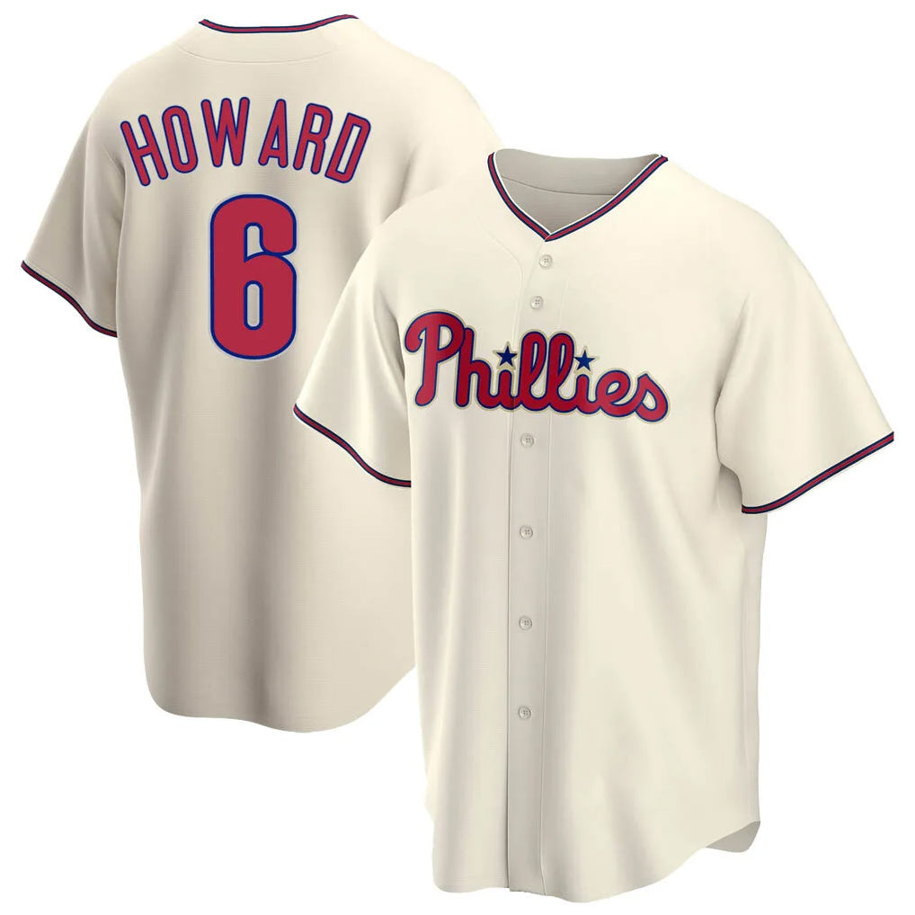 Choea P.Phillies #6 Ryan Howardr Player Cream Home Game Stitched Jerseys