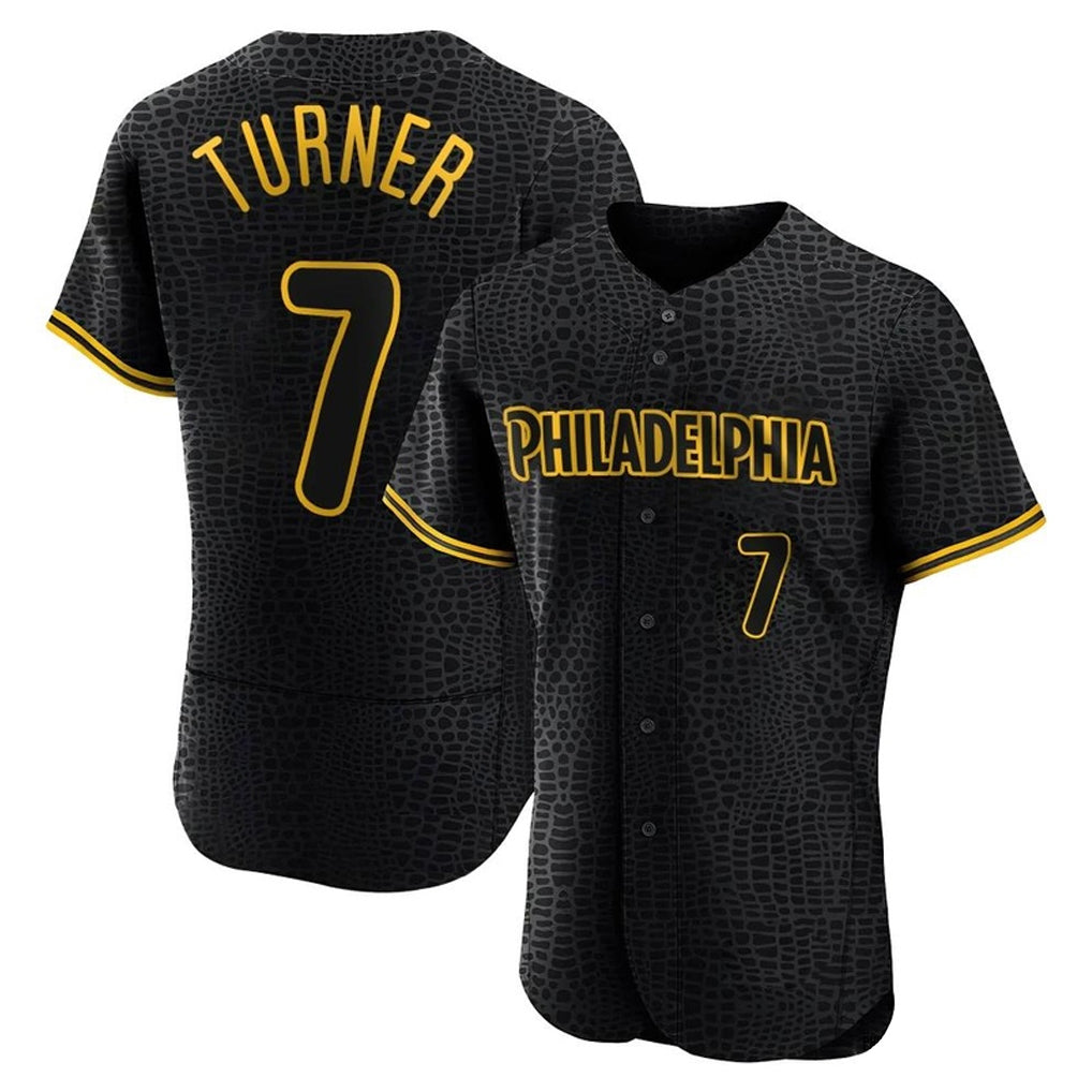 Choea P.Phillies #7 Trea Turner Player Black Snake Skin City Home Limited Elite Stitched Jerseys