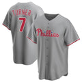 Choea P.Phillies #7 Trea Turner Player Gray Home Game Stitched Jerseys