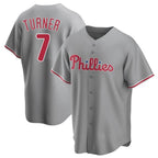 Choea P.Phillies #7 Trea Turner Player Gray Home Game Stitched Jerseys