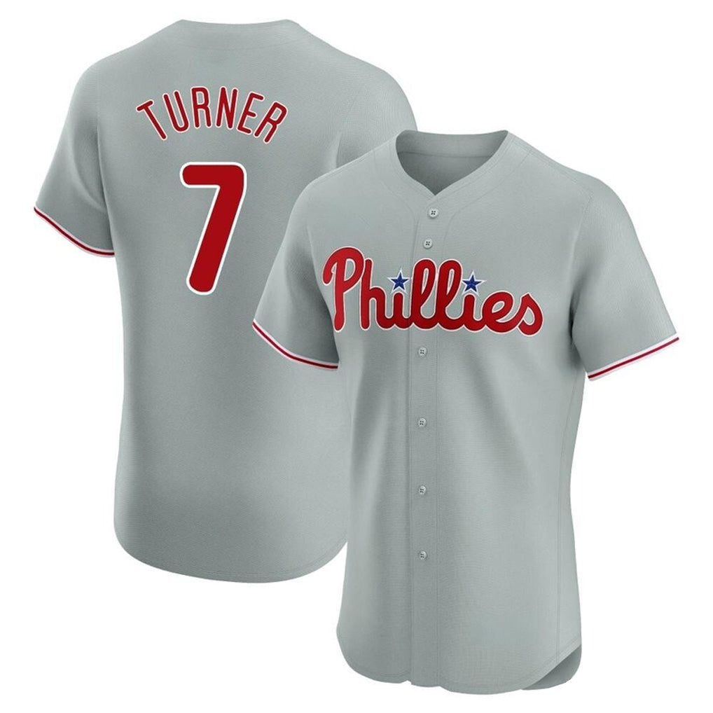 Choea P.Phillies #7 Trea Turner Player Gray Home Limited Elite Stitched Jerseys