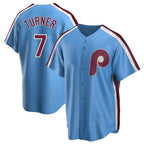 Choea P.Phillies #7 Trea Turner Player Light Blue Home Game Stitched Jerseys