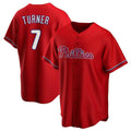 Choea P.Phillies #7 Trea Turner Player Red Home Game Stitched Jerseys