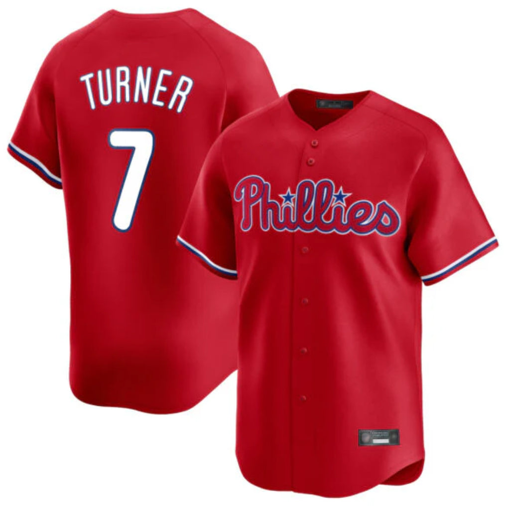 Choea P.Phillies #7 Trea Turner Player Red Home Limited Stitched Jerseys