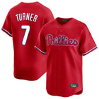 Choea P.Phillies #7 Trea Turner Player Red Home Limited Stitched Jerseys