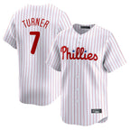 Choea P.Phillies #7 Trea Turner Player White Home Limited Stitched Jerseys