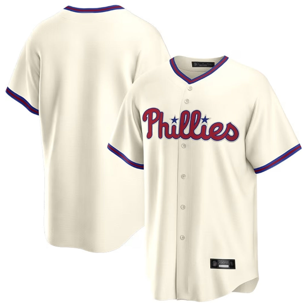 Choea P.Phillies Blank Player Cream Home Game Stitched Jerseys