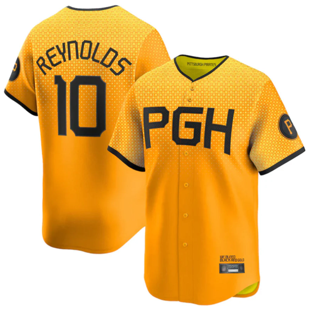 Choea P.Pirates #10 Bryan Reynolds Player Gold City Connect Home Game Stitched Jerseys