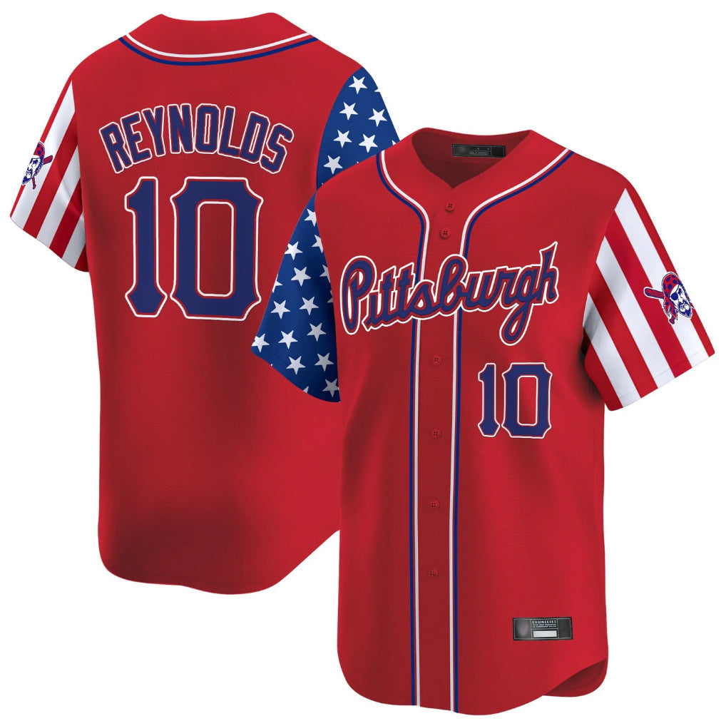 Choea P.Pirates #10 Bryan Reynolds Player Red 2025 Independence Day Vapor Premier Limited Stitched Jerseys