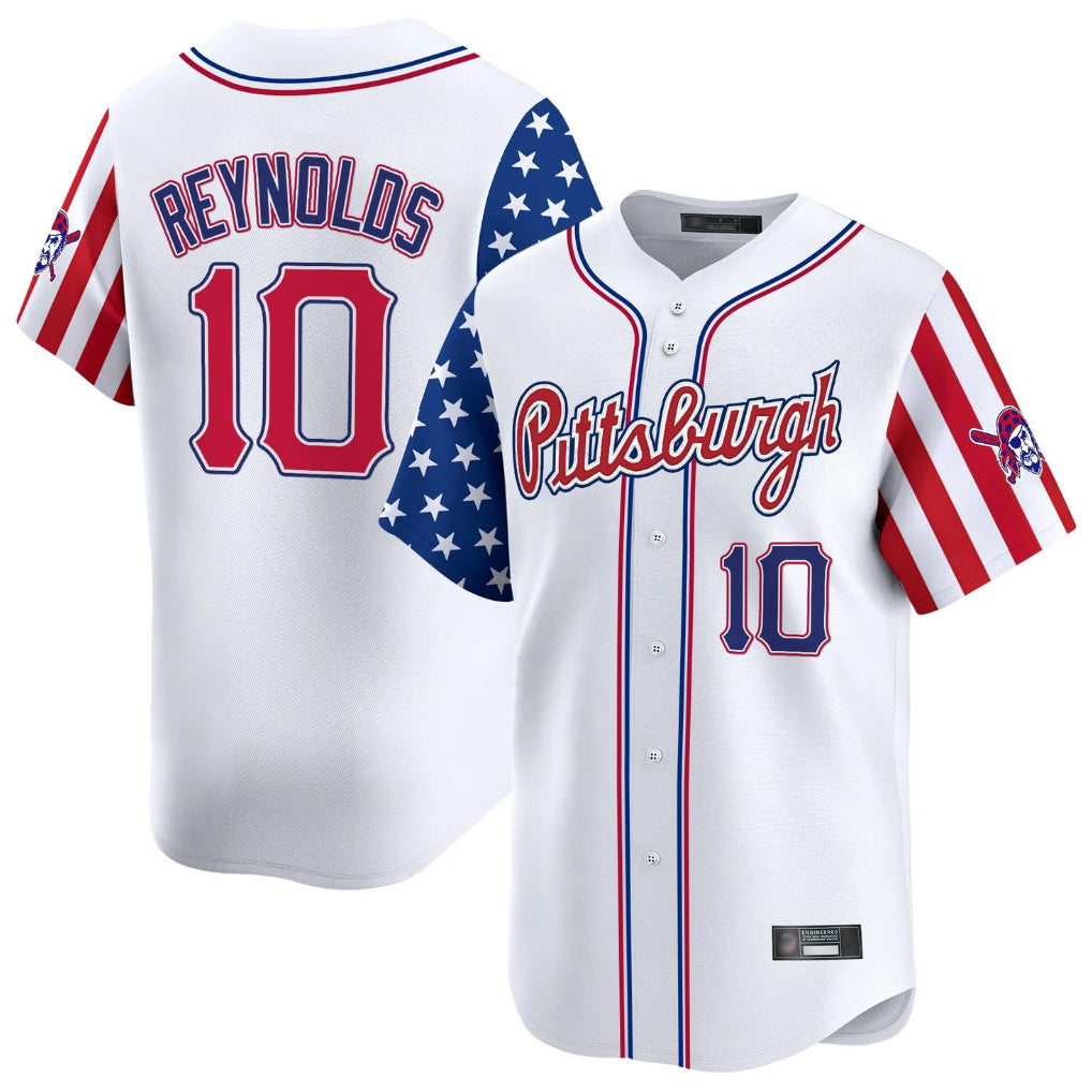 Choea P.Pirates #10 Bryan Reynolds Player White 2025 Independence Day Vapor Premier Limited Stitched Jerseys