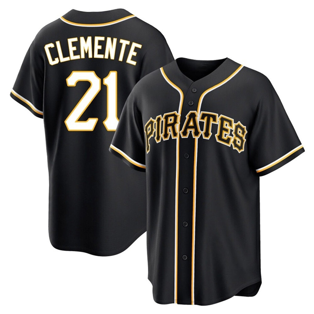 Choea P.Pirates #21 Roberto Clemente Player Black Fashion Out Home Game Stitched Jerseys