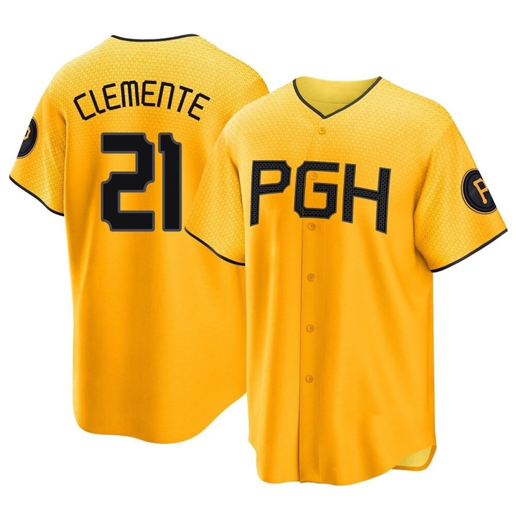 Choea P.Pirates #21 Roberto Clemente Player Gold City Connect Home Game Stitched Jerseys
