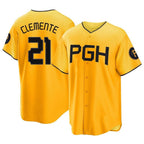 Choea P.Pirates #21 Roberto Clemente Player Gold City Connect Home Game Stitched Jerseys