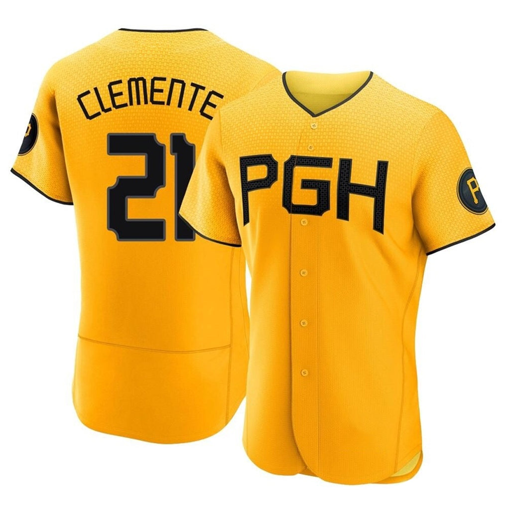 Choea P.Pirates #21 Roberto Clemente Player Gold City Connect Home Limited Elite Stitched Jerseys