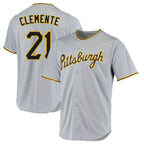 Choea P.Pirates #21 Roberto Clemente Player Gray Road Home Game Stitched Jerseys