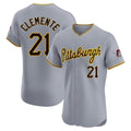 Choea P.Pirates #21 Roberto Clemente Player Gray Road Home Limited Elite Stitched Jerseys