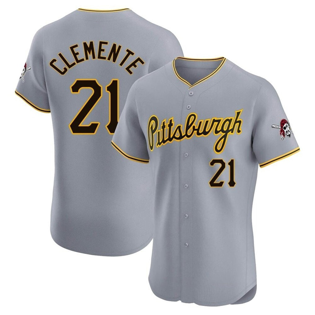 Choea P.Pirates #21 Roberto Clemente Player Gray Road Home Limited Elite Stitched Jerseys