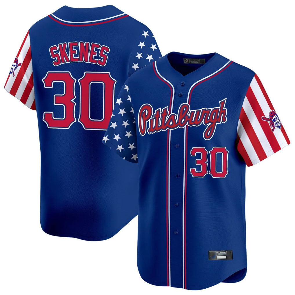Choea P.Pirates #30 Paul Skenes Player Royal 2025 Independence Day Vapor Premier Limited Stitched Jerseys