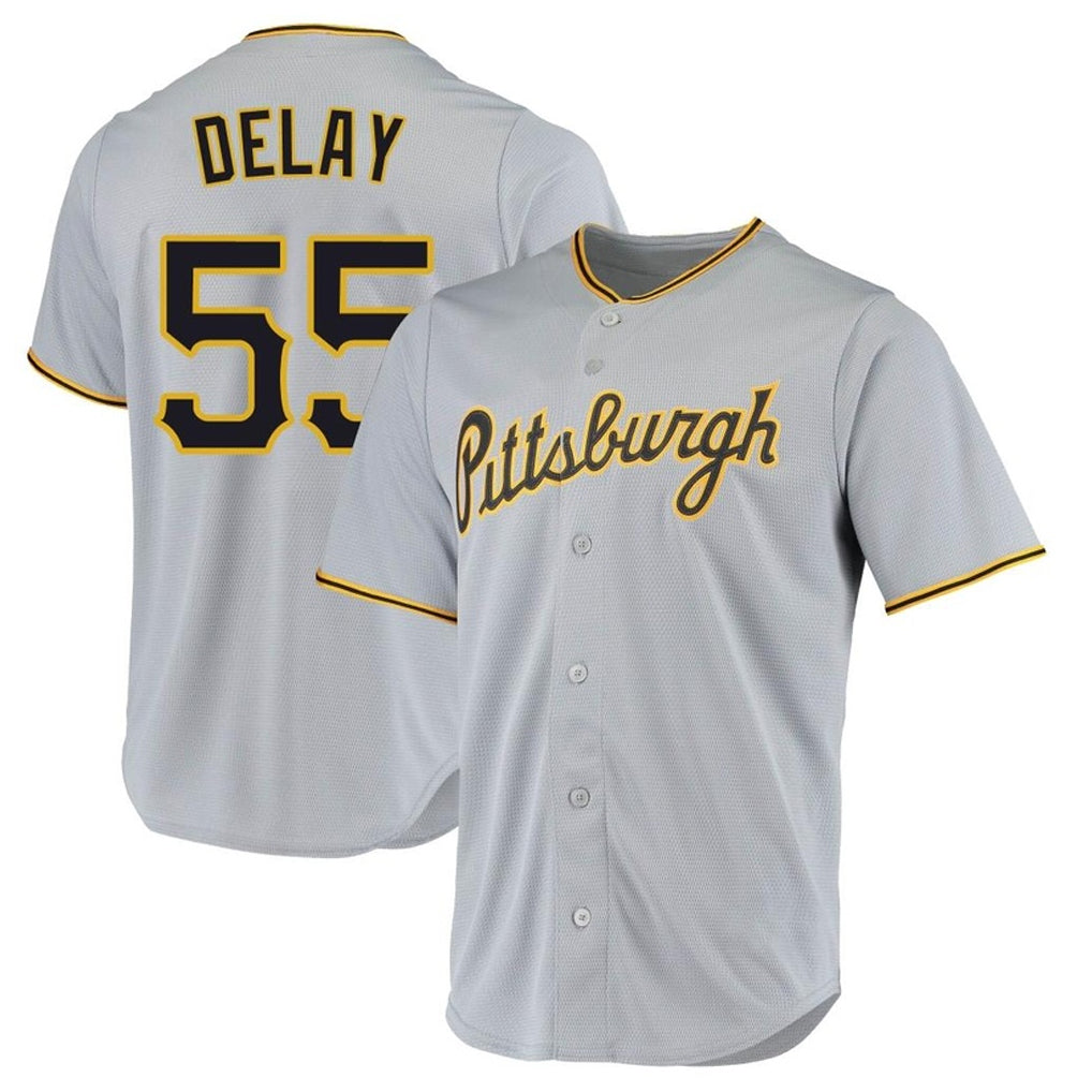 Choea P.Pirates #55 Jason Delay Player Gray Road Home Game Stitched Jerseys