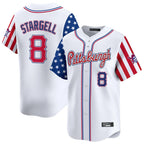 Choea P.Pirates #8 Willie Stargell Player White 2025 Independence Day Vapor Premier Limited Stitched Jerseys