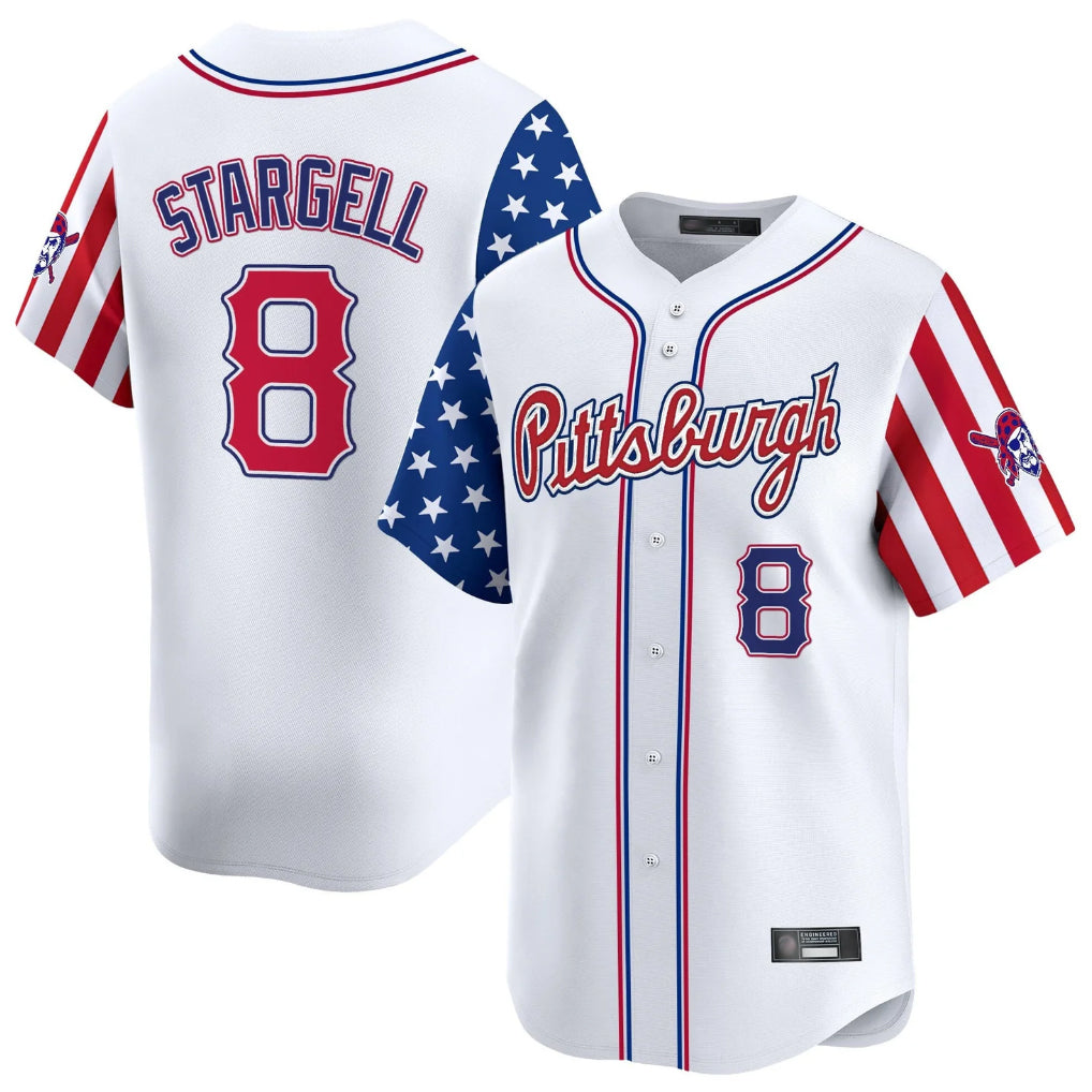 Choea P.Pirates #8 Willie Stargell Player White 2025 Independence Day Vapor Premier Limited Stitched Jerseys