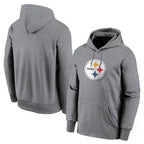 Choea P.Steelers Gray LOGO Pullover Hoodies Limited Blank Player Stitched Jerseys
