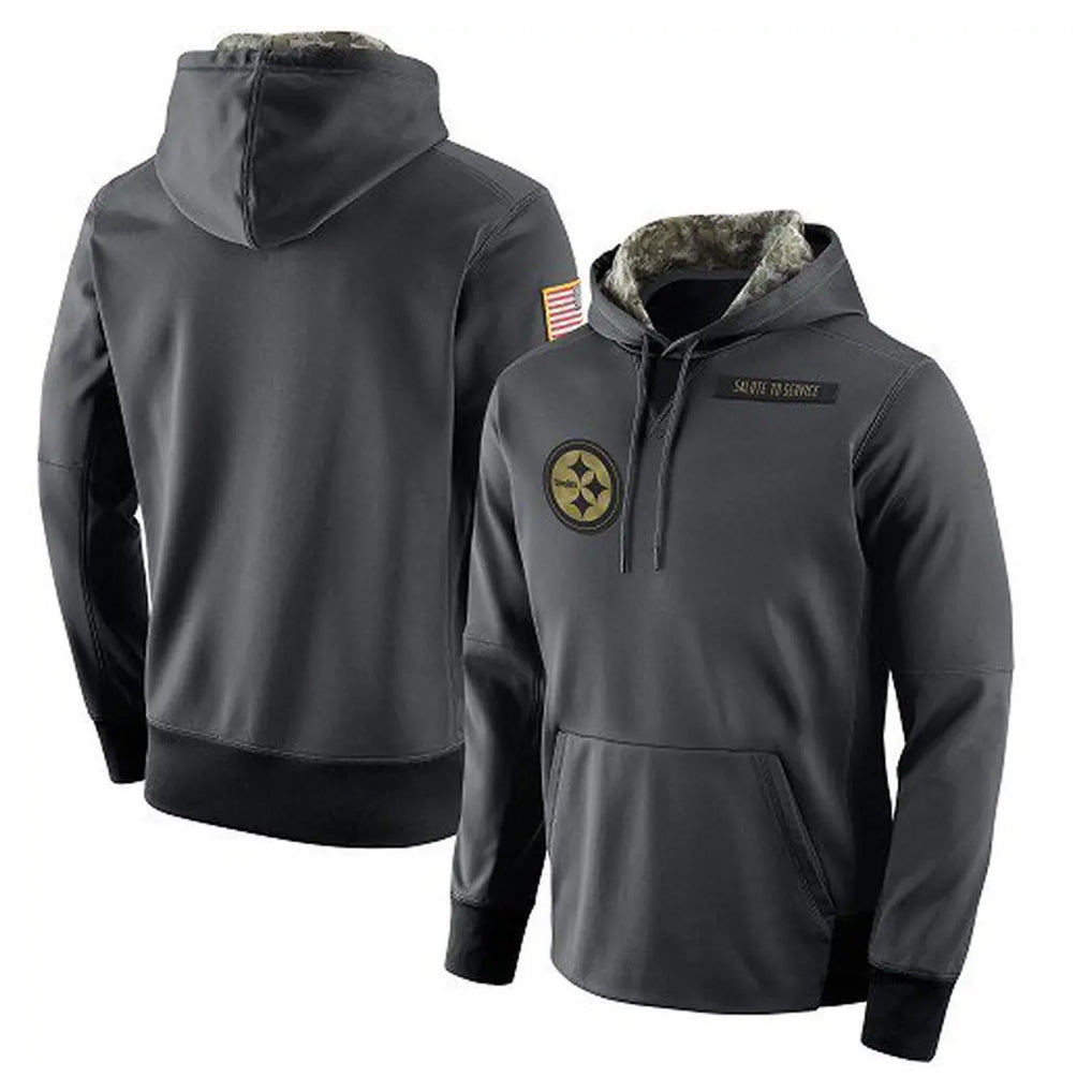 Choea P.Steelers Gray Pullover Hoodies Limited Blank Player Stitched Jerseys
