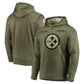 Choea P.Steelers Olive Salute to Service Pullover Hoodie Home Game Blank Player Stitched Jerseys