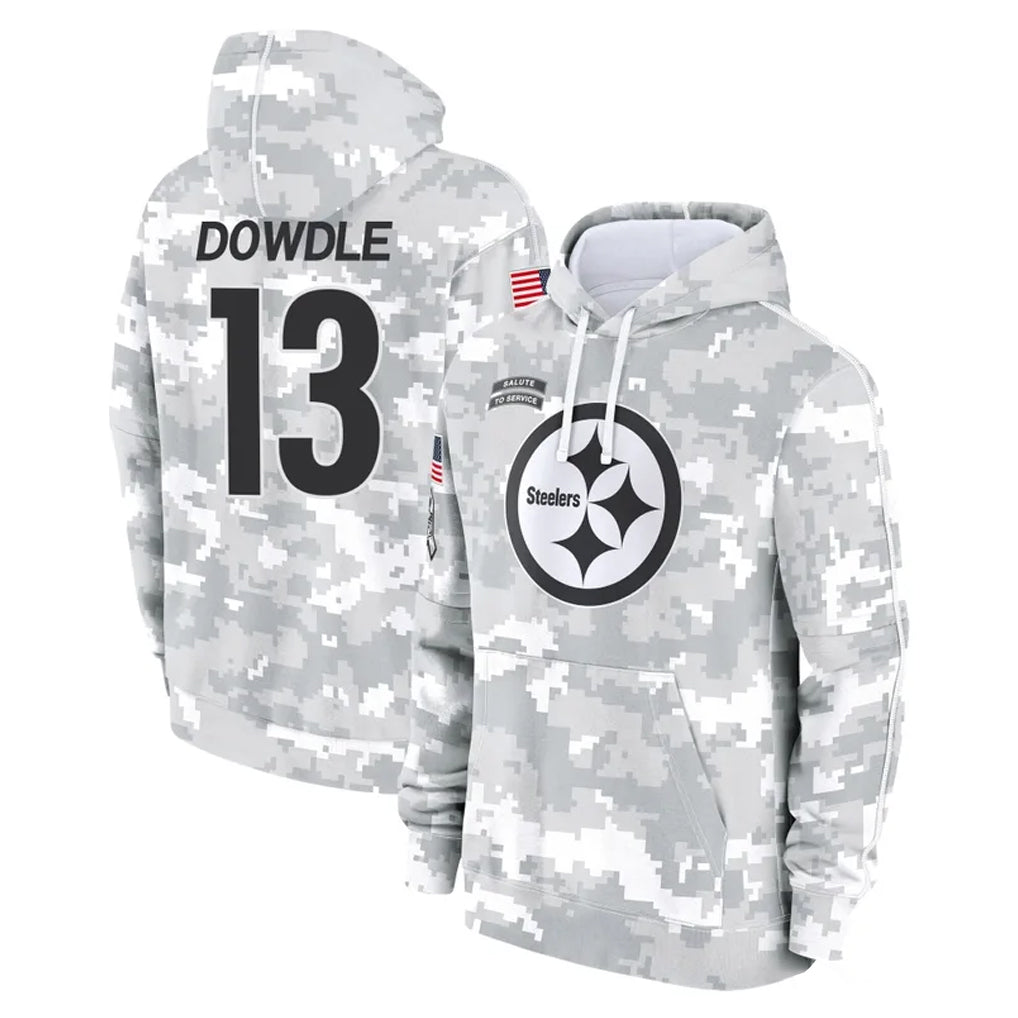 Choea P.Steelers #13 Rico Dowdle Player Arctic Camo Limited Salute to Service Pullover Hoodies Game Stitched Jerseys
