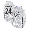Choea P.Steelers #24 Joey Porter Jr. Player Arctic Camo Limited Salute to Service Pullover Hoodies Game Stitched Jerseys