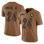 Choea P.Steelers #24 Joey Porter Jr. Player Brown Limited Salute To Service Home Game Stitched Jerseys